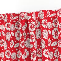 Hawaiian Christmas Floral Design with Tropical Leaves in Red and White