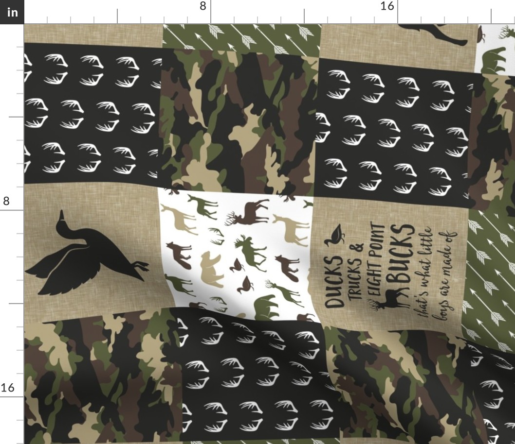 So deerly loved -Ducks, Trucks, and Eight Point bucks - patchwork - woodland wholecloth - camo C2 duck & buck (90)