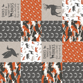 Ducks, Trucks, and Eight Point bucks - patchwork - woodland wholecloth - camo orange  duck & buck (90)
