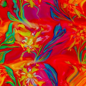 psychedelic oil painted flower multicolor orange effect 1