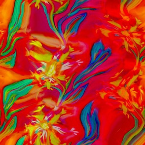 psychedelic oil painted flower multicolor orange effect 3