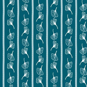 Ginkgo Stripe Ocean Blue and White