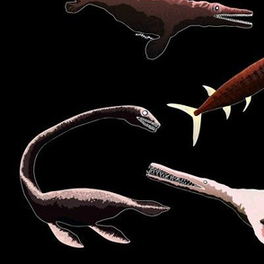 4 extinct sea monsters fight black negatives