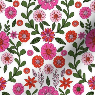 folk floral fabric // folk fabric, folk floral fabric, floral fabric, fabric by the yard, floral fabric by the yard, girls fabric by the yard, andrea lauren fabric, andrea lauren - pink