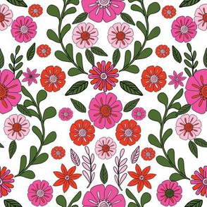 folk floral fabric // folk fabric, folk floral fabric, floral fabric, fabric by the yard, floral fabric by the yard, girls fabric by the yard, andrea lauren fabric, andrea lauren - pink