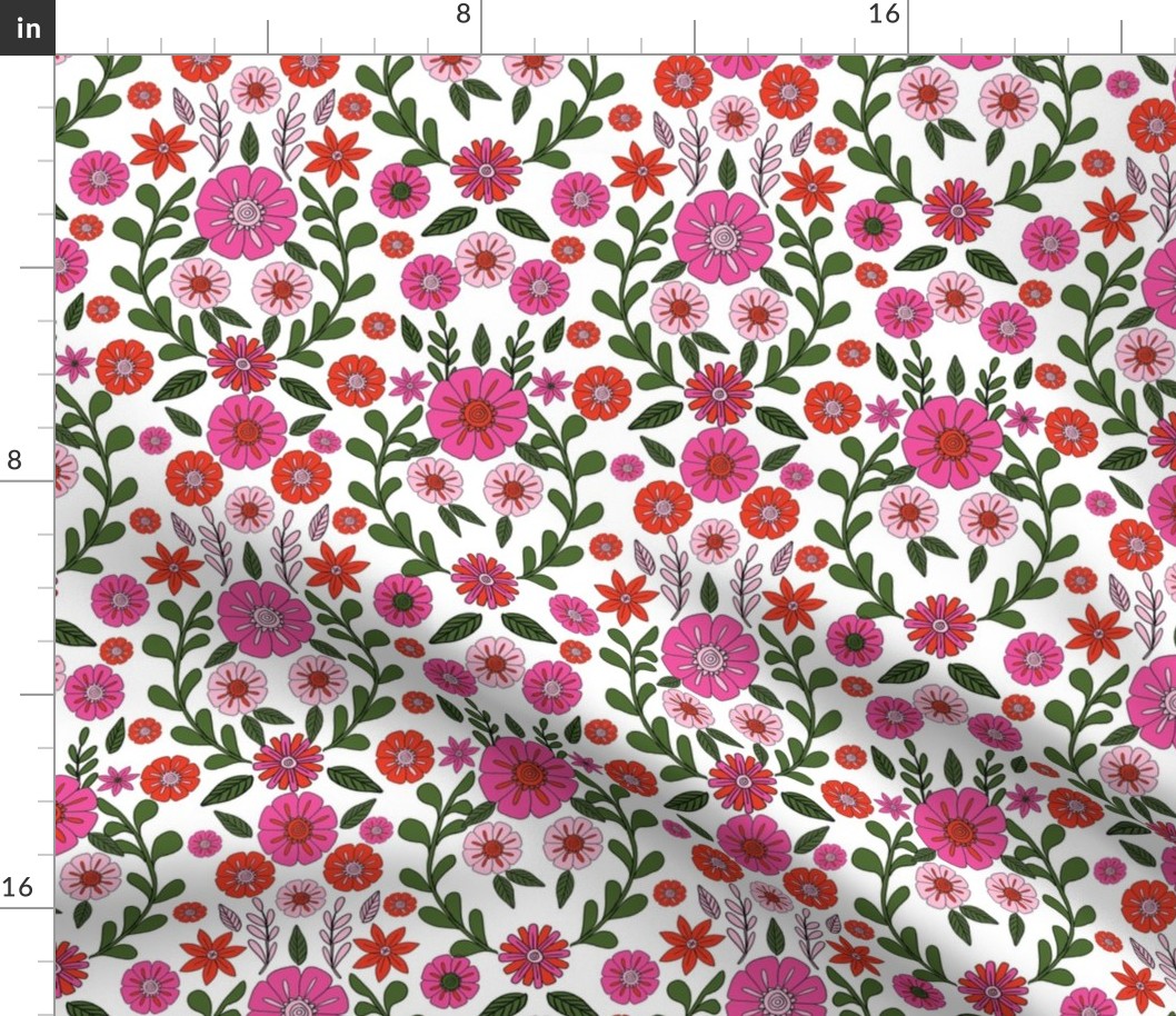 folk floral fabric // folk fabric, folk floral fabric, floral fabric, fabric by the yard, floral fabric by the yard, girls fabric by the yard, andrea lauren fabric, andrea lauren - pink