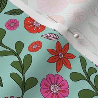 folk floral fabric // folk fabric, folk floral fabric, floral fabric, fabric by the yard, floral fabric by the yard, girls fabric by the yard, andrea lauren fabric, andrea lauren - mint