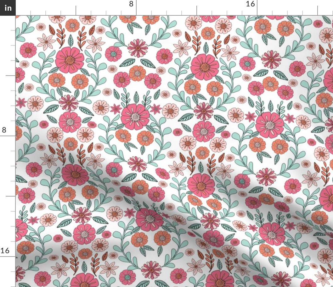 folk floral fabric // folk fabric, folk floral fabric, floral fabric, fabric by the yard, floral fabric by the yard, girls fabric by the yard, andrea lauren fabric, andrea lauren - soft