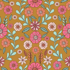 folk floral fabric // folk fabric, folk floral fabric, floral fabric, fabric by the yard, floral fabric by the yard, girls fabric by the yard, andrea lauren fabric, andrea lauren - mustard