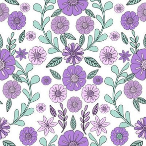 folk floral fabric // folk fabric, folk floral fabric, floral fabric, fabric by the yard, floral fabric by the yard, girls fabric by the yard, andrea lauren fabric, andrea lauren - lavender