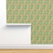 Bamboo, Birds and Blossoms on light green - extra small