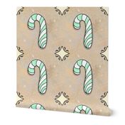 Christmas Candy Cane | Spearmint | Green and White on Gold