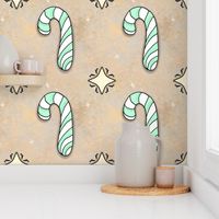 Christmas Candy Cane | Spearmint | Green and White on Gold