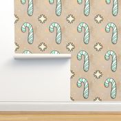 Christmas Candy Cane | Spearmint | Green and White on Gold