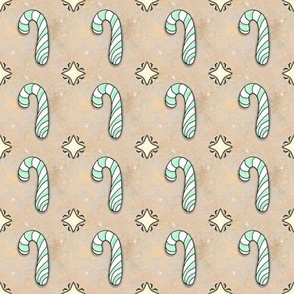 Christmas Candy Cane | Spearmint | Green and White on Gold