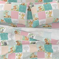 Nursery Quilt Top - Wholecloth Patchwork Animals Baby Girl- Pink, Aqua, Blush