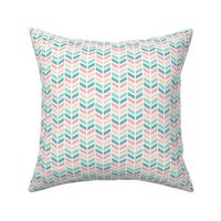 Chevron Herringbone - Pink, Aqua, Blush