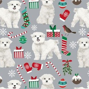 maltese christmas fabric // maltese christmas gift wrap, cute dog christmas fabric, pet christmas fabric, dog christmas fabric, cute dog, dogs, xmas, holiday