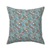 Paisley Mandala aqua cream teal red S