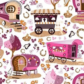 Wandering Wagons in Pink