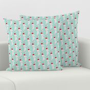 santa seahorses on light teal