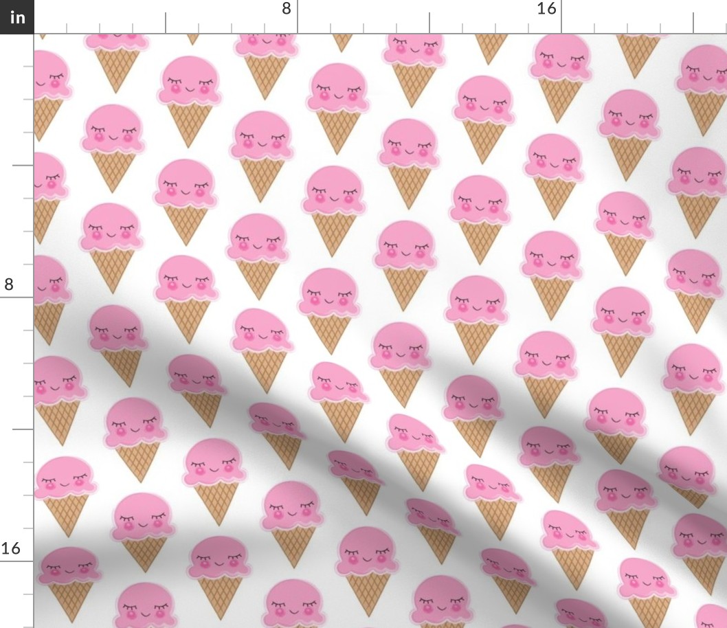 pink ice cream cones on white