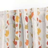 Bold + Colorful White Autumn Leaves Stripe on White Shiplap Boardwalk Background //  Sing for Your Supper Modern Farmhouse Collection // Autumn Edition