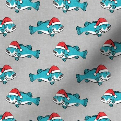 Christmas Bass - Fish - blue on grey 