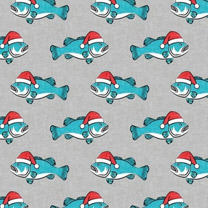 Christmas Bass - Fish - blue on grey 