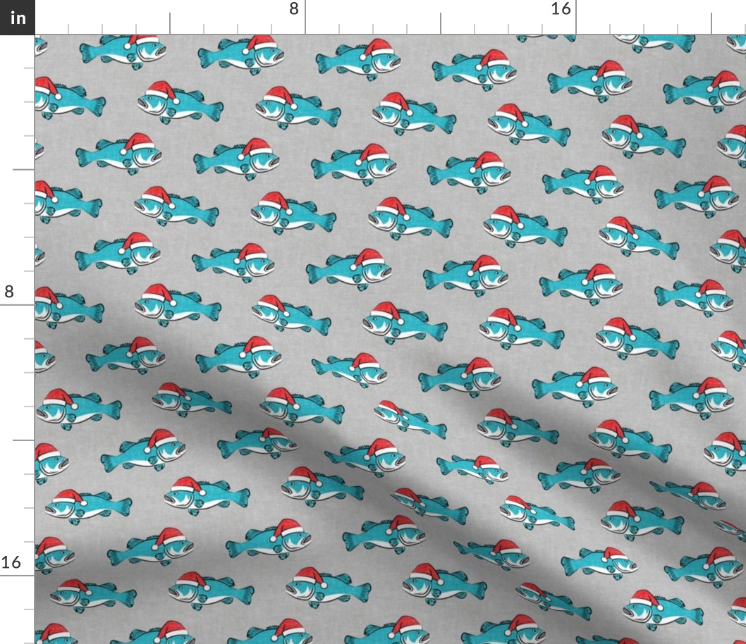 Christmas Bass - Fish - blue on grey 