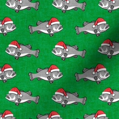 Christmas Bass - Fish - grey on green