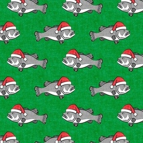 Christmas Bass - Fish - grey on green