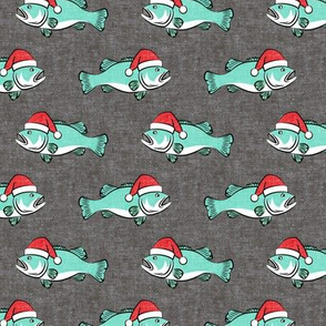 Christmas Bass - Fish - teal on grey 