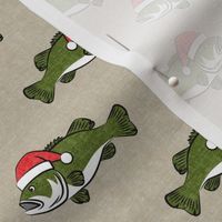 Christmas Bass - Fish - green on beige