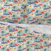 Summer Beach Fabric - Waves Sun & Starfish - Original