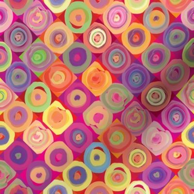 Mosaic Rainbow Circles in Squares