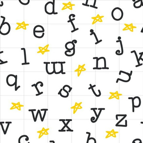  A-to-Z Alphabet with Stars in Black, White and Yellow