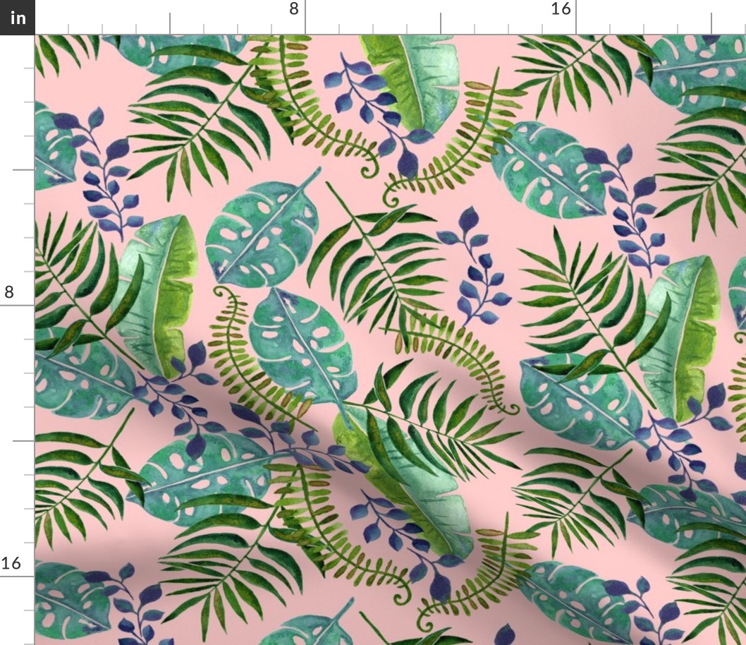 Tropical Leaves Pink 