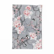 Chinoiserie birds in grey large scale