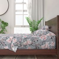 Chinoiserie birds in grey large scale