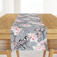 Chinoiserie birds in grey large scale