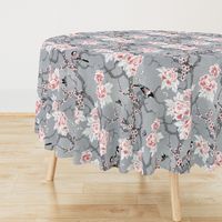 Chinoiserie birds in grey large scale