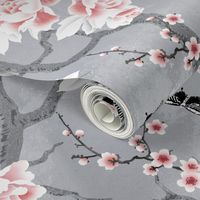 Chinoiserie birds in grey large scale