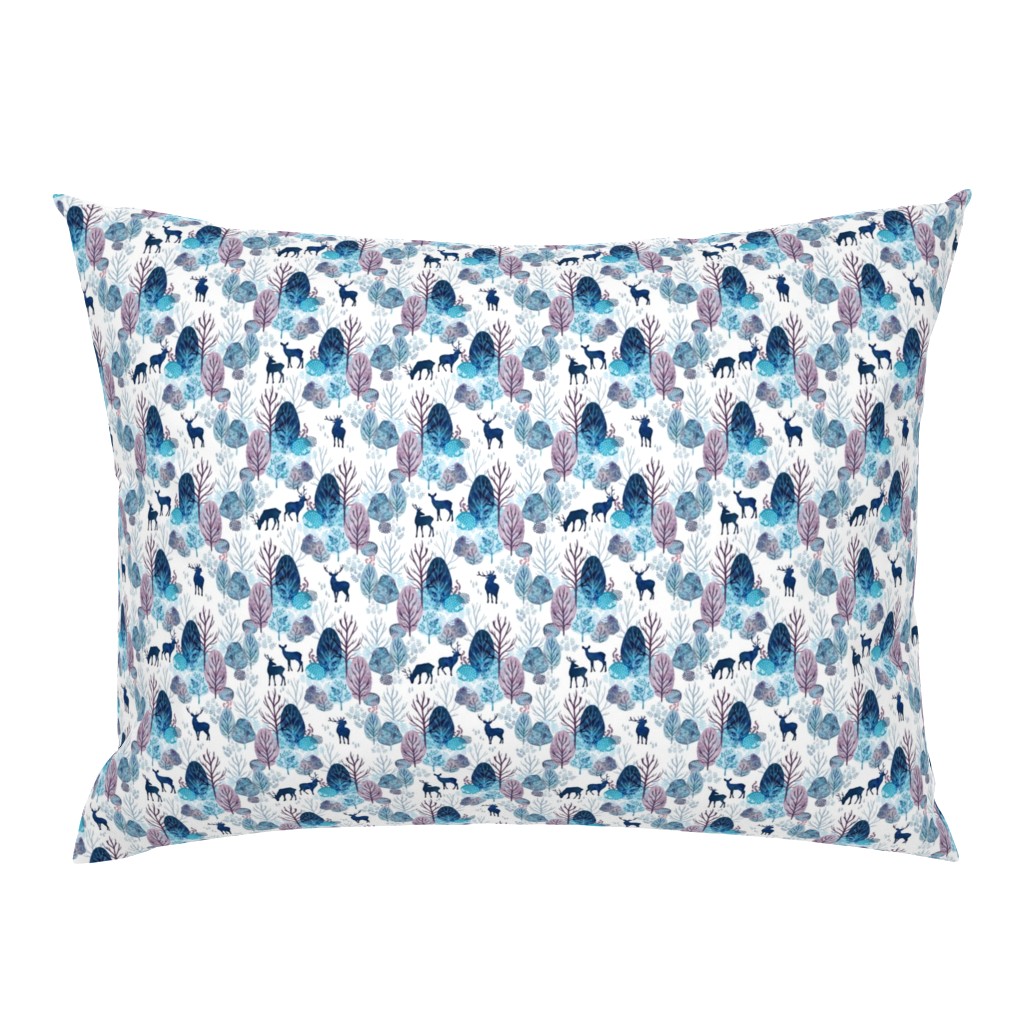 Steel blue forest deer on white extra small