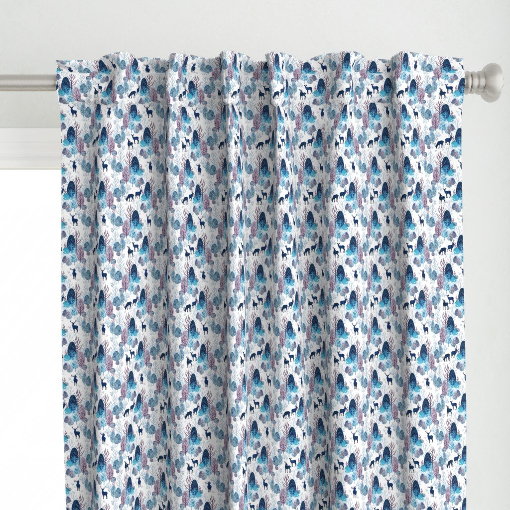 Steel blue forest deer on white extra small