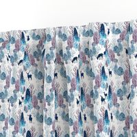 Steel blue forest deer on white extra small