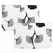 Ginkgo leaves black & white large scale