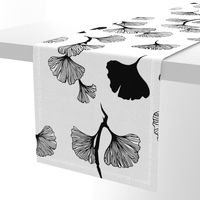 Ginkgo leaves black & white large scale