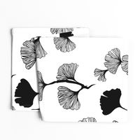 Ginkgo leaves black & white large scale