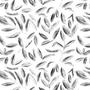 Tea leaves in black-and-white || watercolor pattern